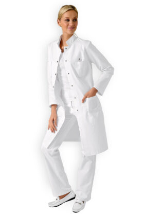 Naisten työtakki, valkoinen, 100% puuvilla