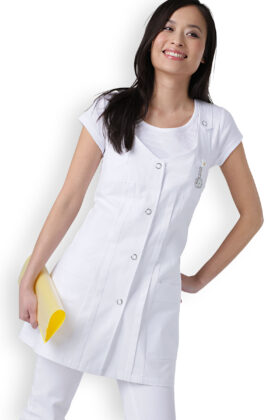 Essumekko, valkoinen, nepparit edessä