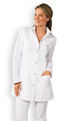 Pitkä työtakki, valkoinen, stretch