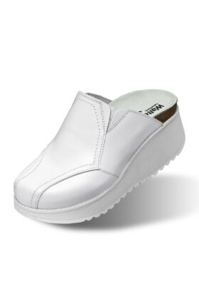 Työkengät, valkoiset, päällä osittain kuminauha