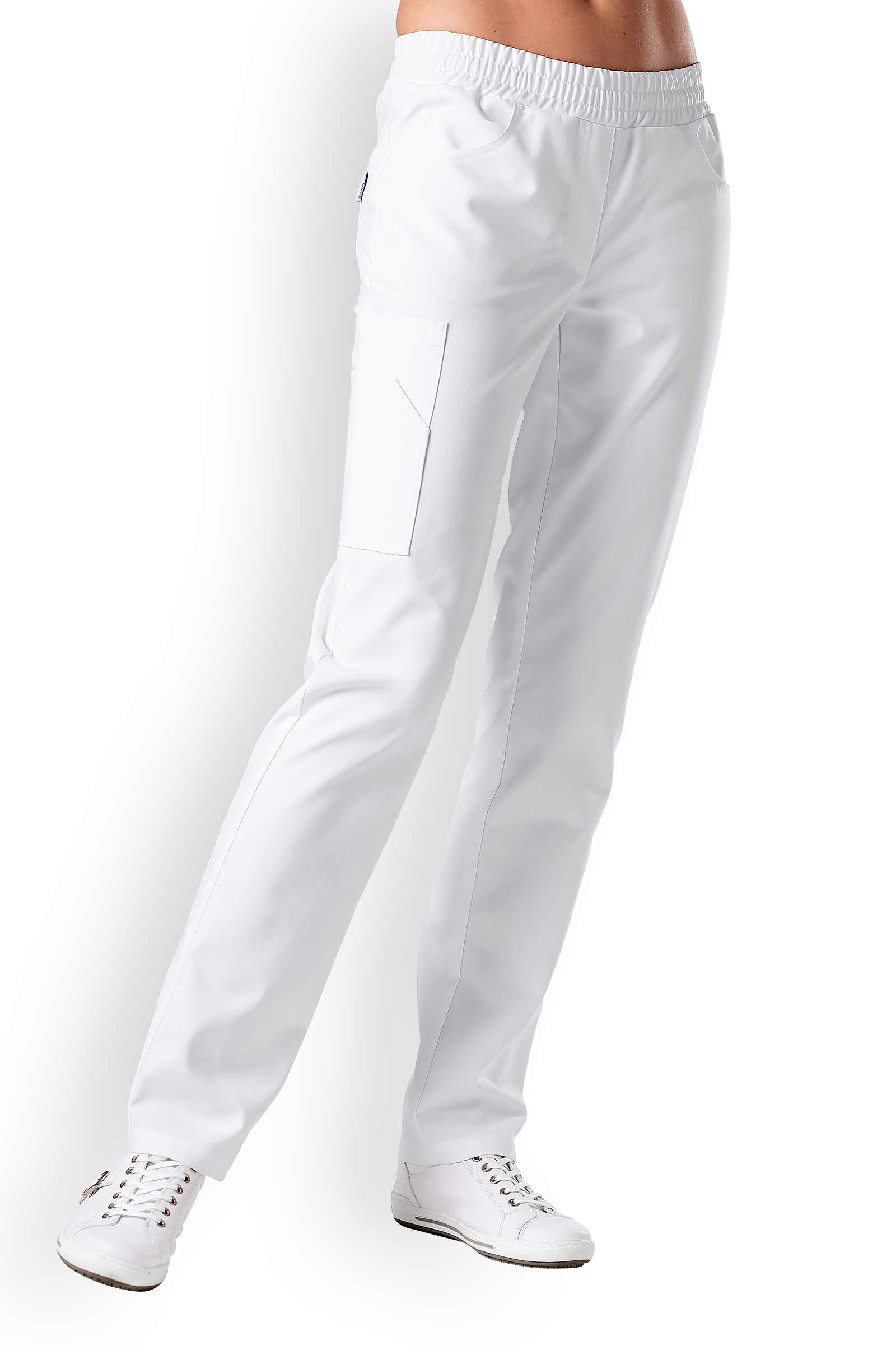 Naisten työhousut, valkoiset, sretch - Image 2