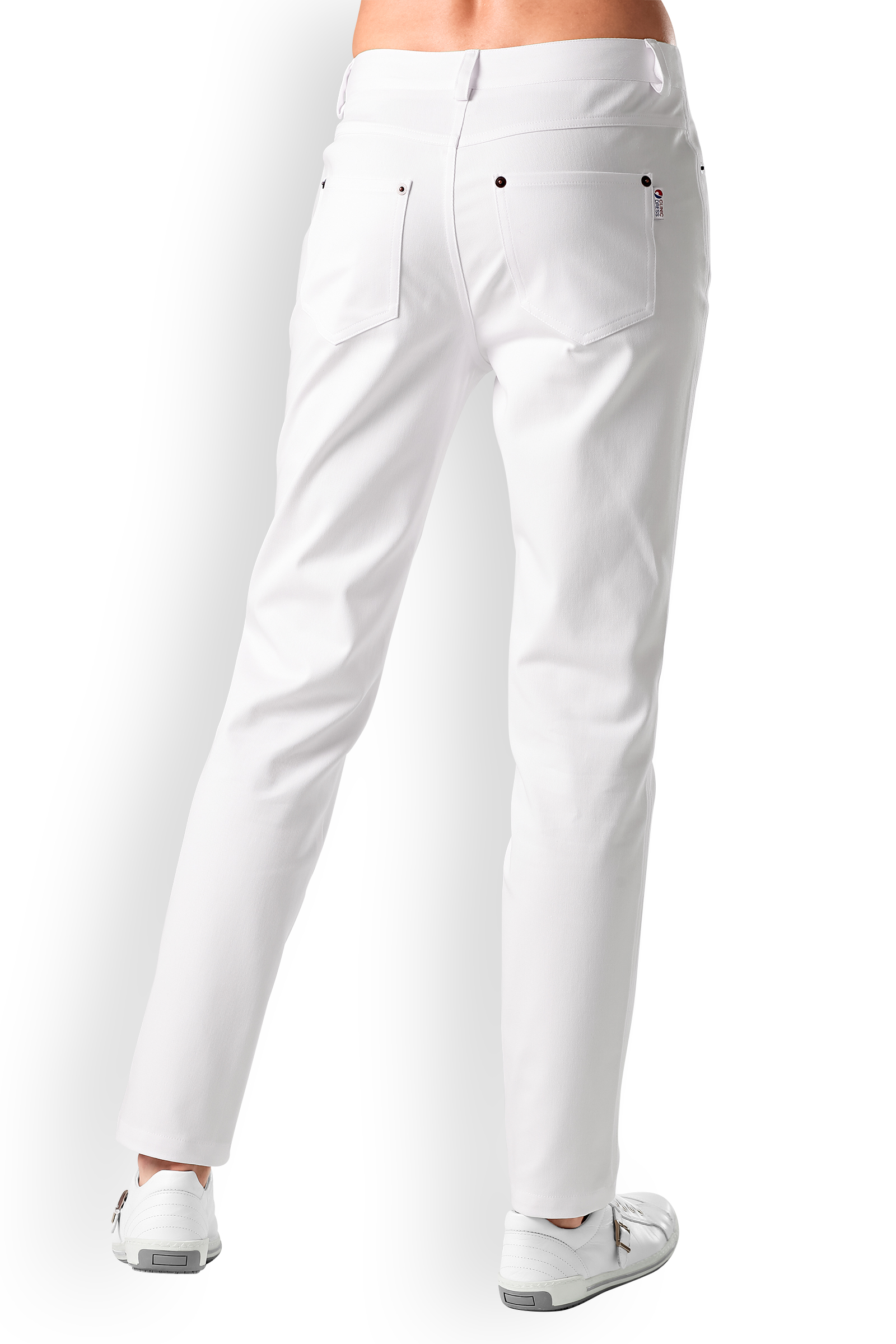 Naisten työhousut, boyfriend-malli, valkoiset, stretch - Image 2