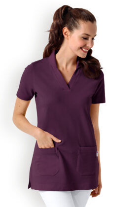 Naisten pitkä tunika, v-kaulus, luumu