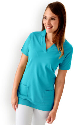 Naisten pitkä tunika, v-kaulus, merensininen