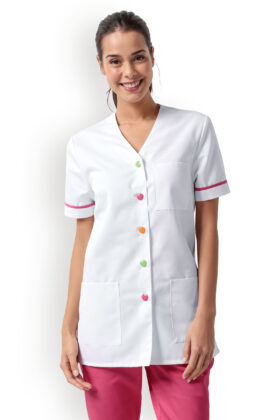 Naisten työtakki, pinkki, värilliset napit