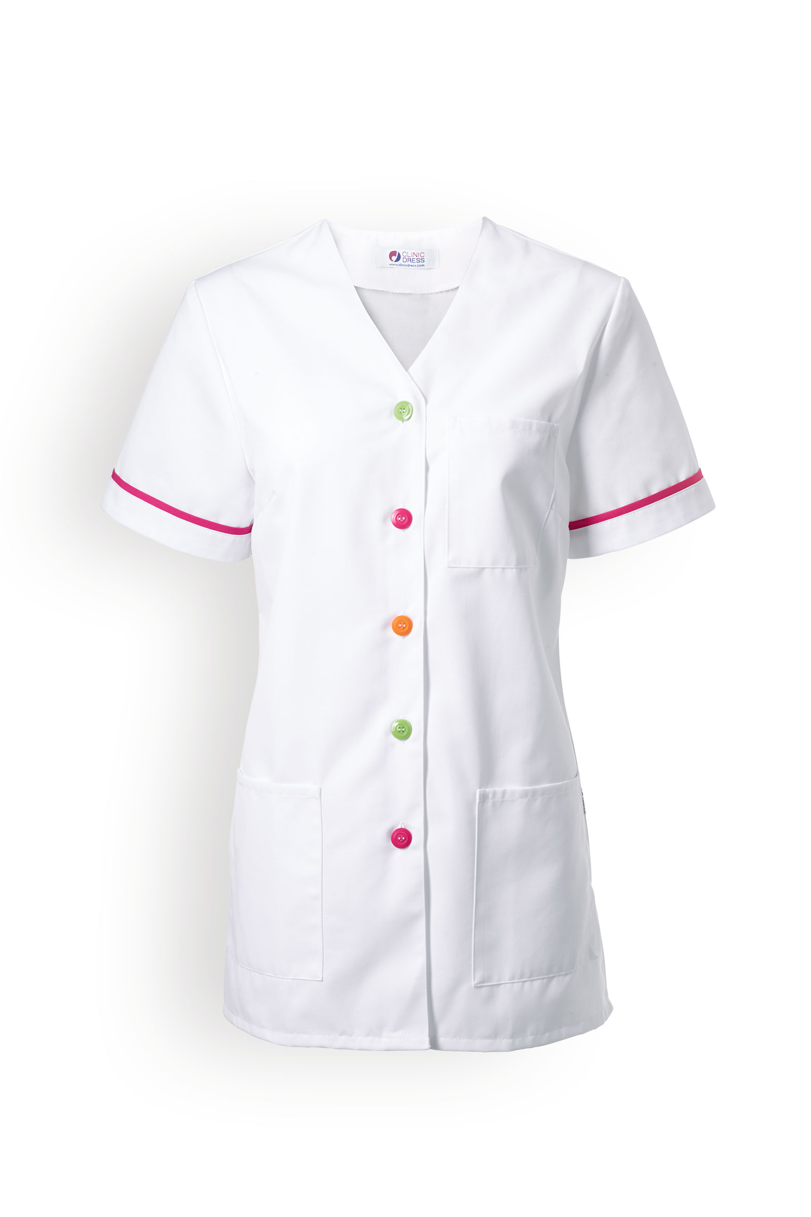 Naisten työtakki, pinkki, värilliset napit - Image 2