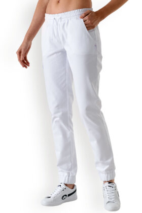 Naisten työhousut, valkoiset, 100% puuvilla