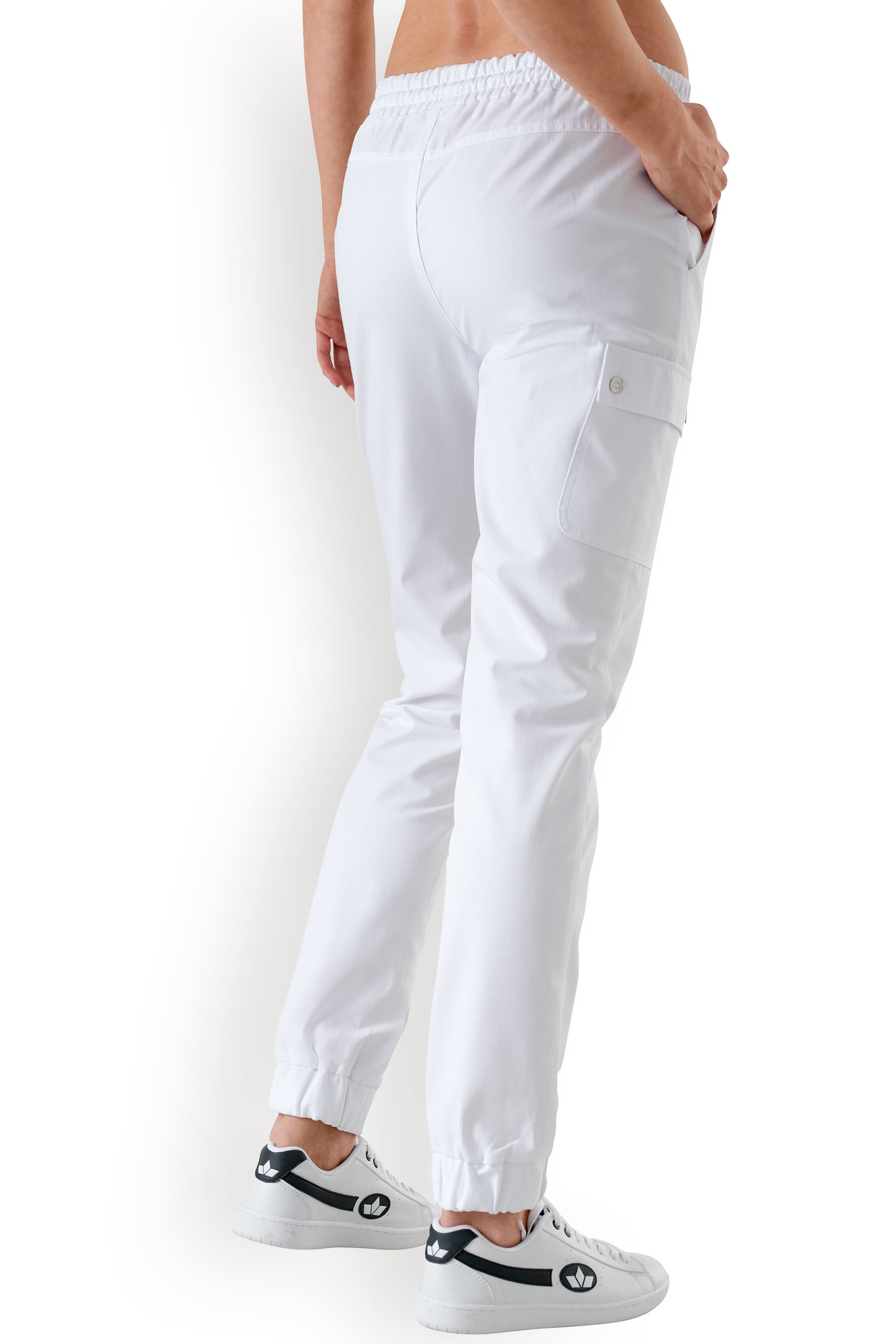 Naisten työhousut, valkoiset, 100% puuvilla - Image 2