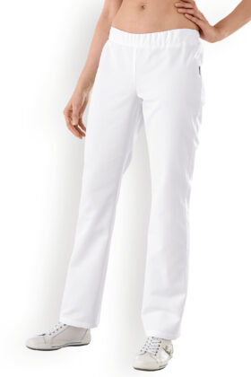 Naisten työhousut, vyötarönauha, valkoiset