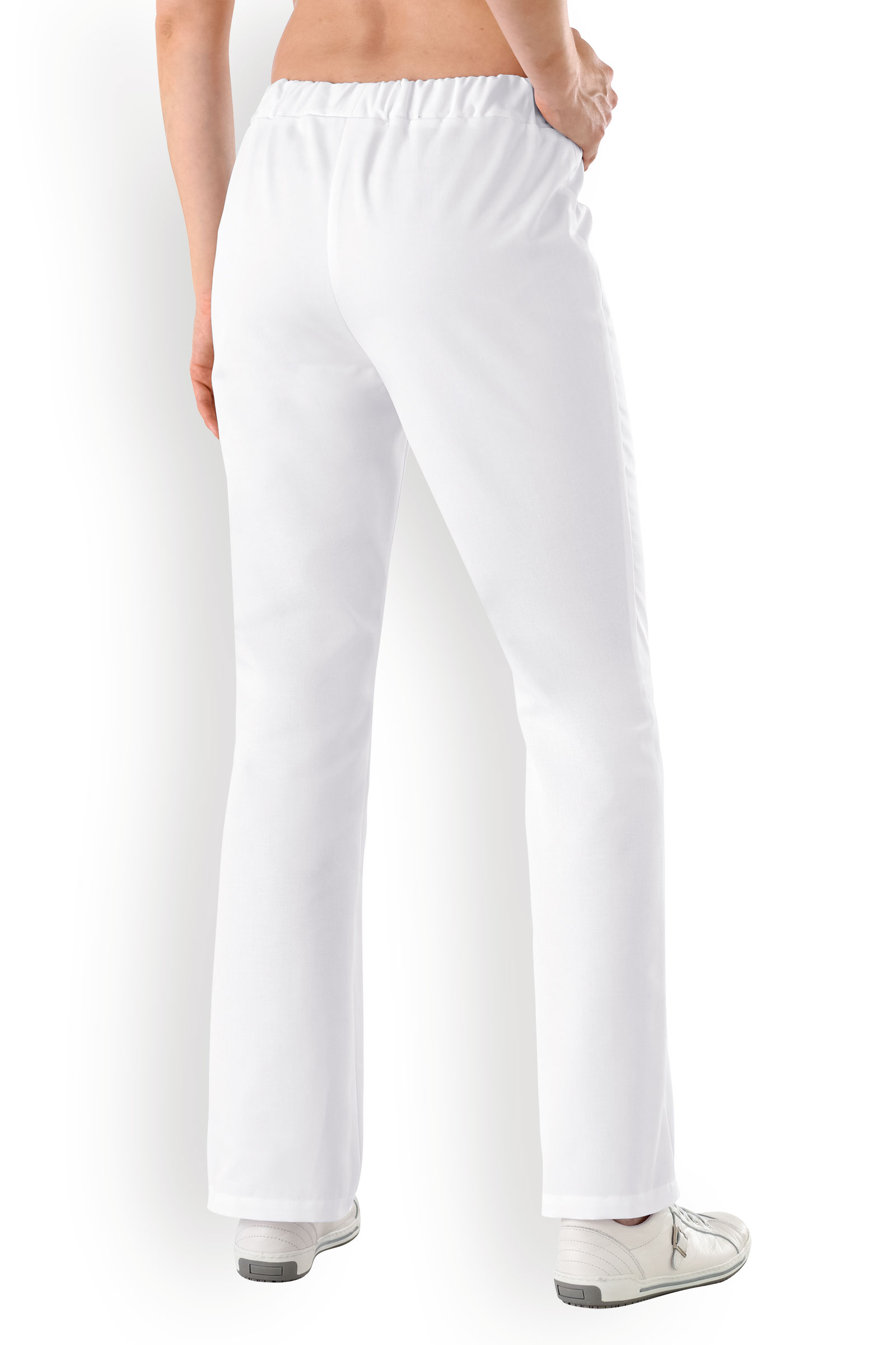 Naisten työhousut, vyötarönauha, valkoiset - Image 2