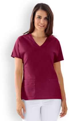 Naisten työtakki, v-kaulus, bordoo punainen