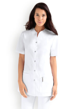 Naisten työtakki, valkoinen, pikee-yksityiskohdat