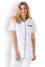 Naisten työtakki, v-kaulus, valkoinen-sininen