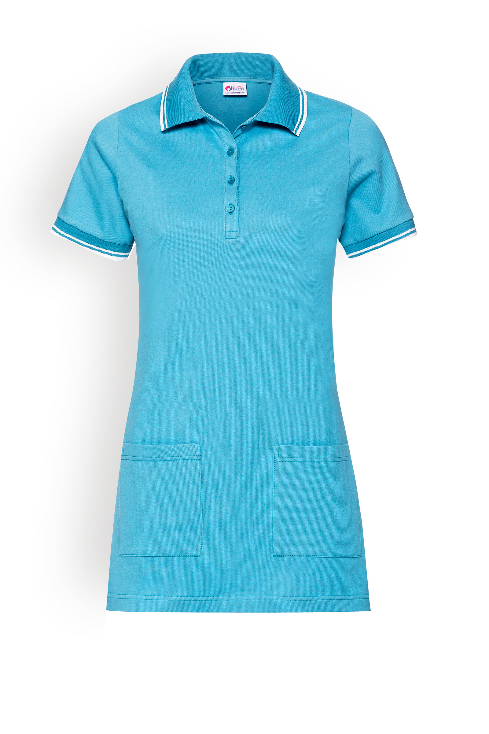 Naisten pitkä paita, turkoosi-valkoinen - Image 2