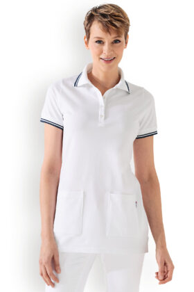 Naisten pitkä paita, valkoinen-tummansininen