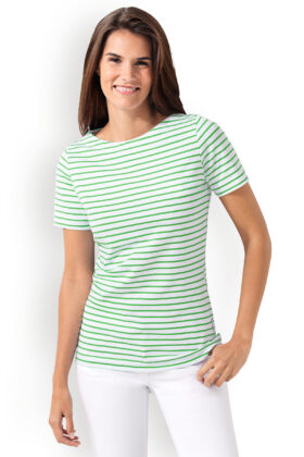 Naisten raidallinen paita, valkoinen-omenanvihreä