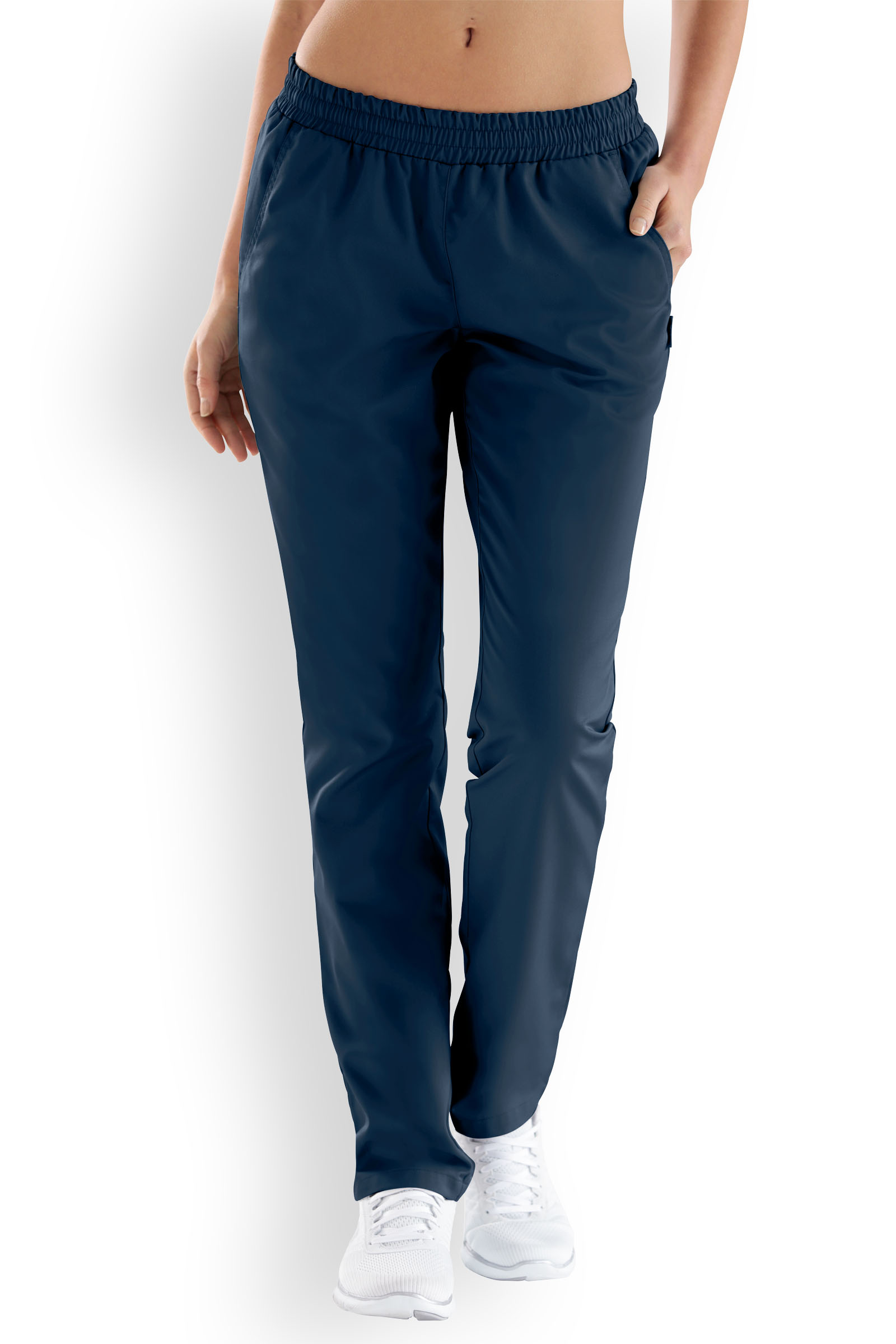 Naisten työhousut, tummansininen, vyötärönauha