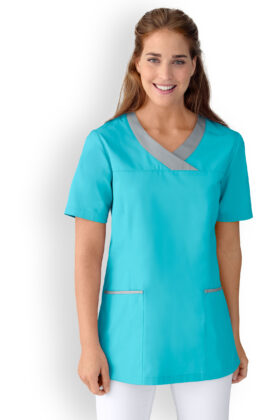 Naisten työtakki, merensininen, harmaa koriste