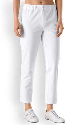 Naisten työhousut, 7/8-pituus, valkoinen, leveä malli