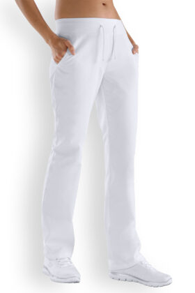Naisten työhousut, elastinen vyötärö, valkoinen