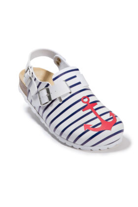 Naisten työkengät, ankkuri, sininen-punainen