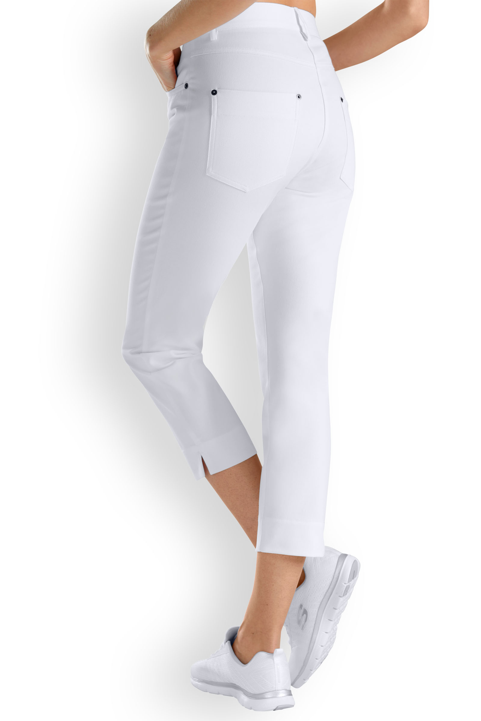 Naisten työhousut, 3/4-pituus, valkoinen - Image 2