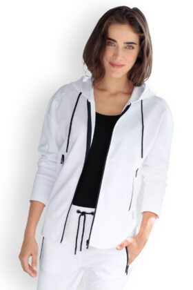 Naisten työtakki, hupulla, valkoinen