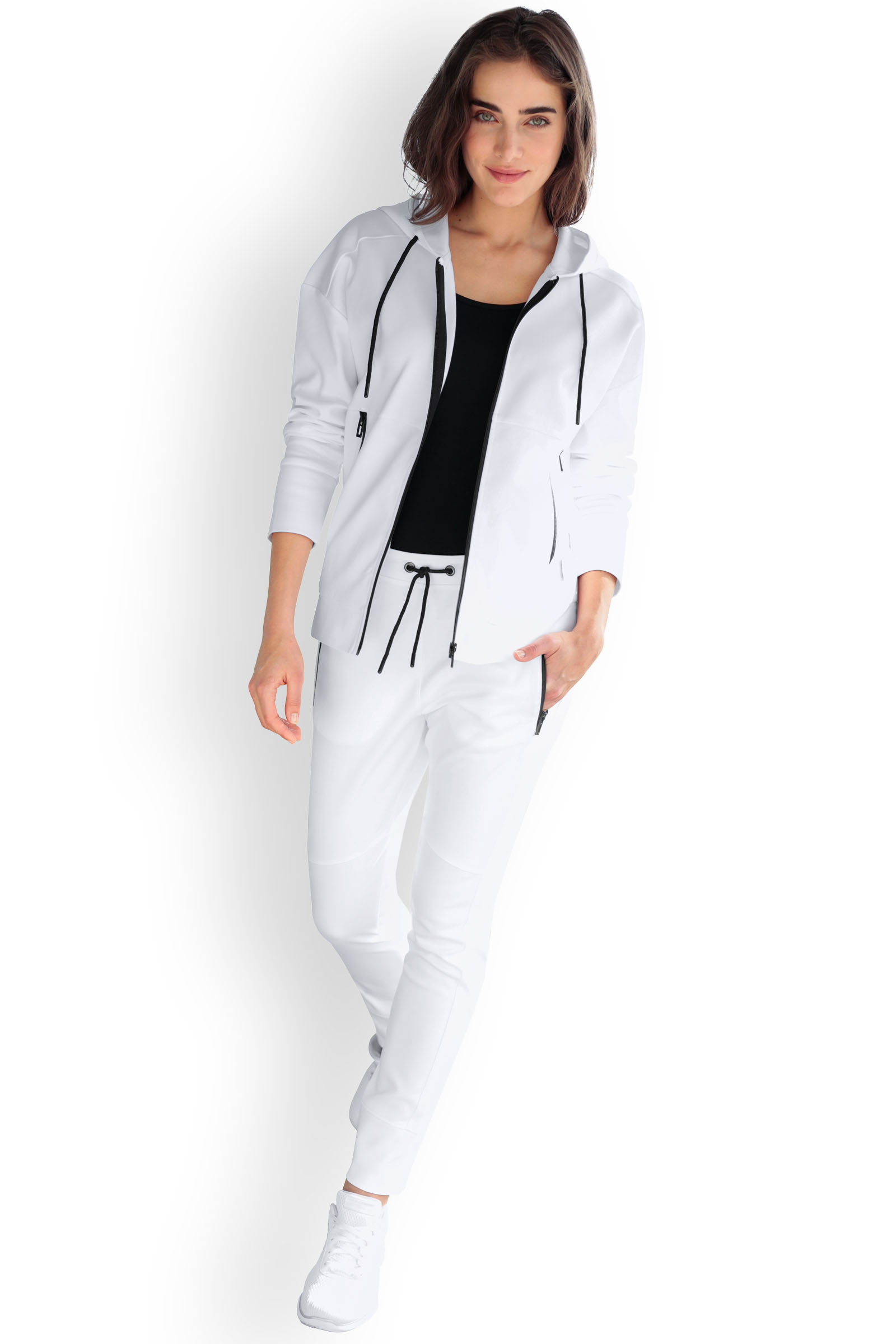 Naisten työhousut, leveä-malli, valkoiset - Image 4