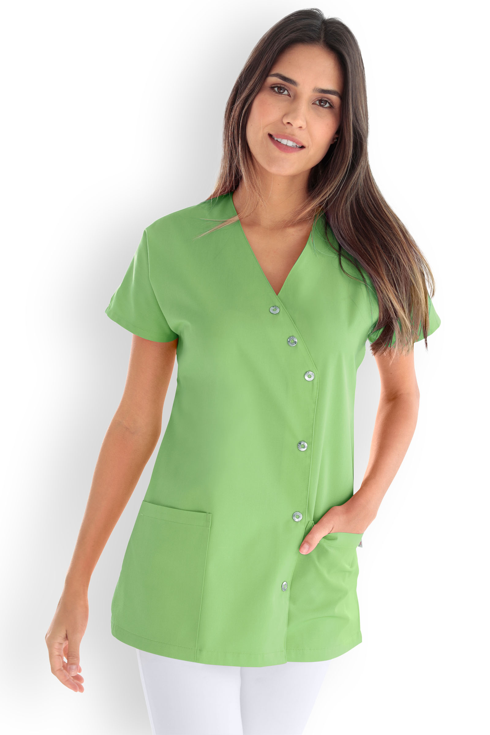 Työtakki, kietaisumalli, omenanvihreä