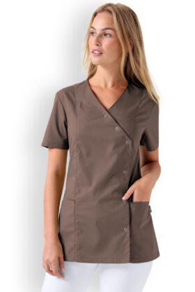 Naisten työtakki, harmahtava ruskea, kapeampi vyötärö
