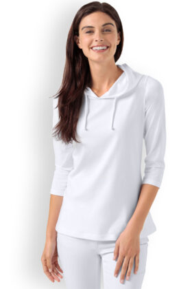 Naisten paita, valkoinen, hupulla