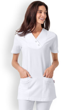 Naisten pitkä paita, valkoinen, v-kaulus