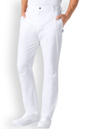 Unisex työhousut, stretch, valkoiset, suora-malli