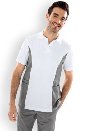 Työtakki, valkoinen-tummanharmaa