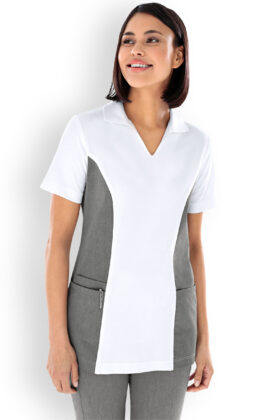 Naisten työtakki, valkoinen tummanharmaa