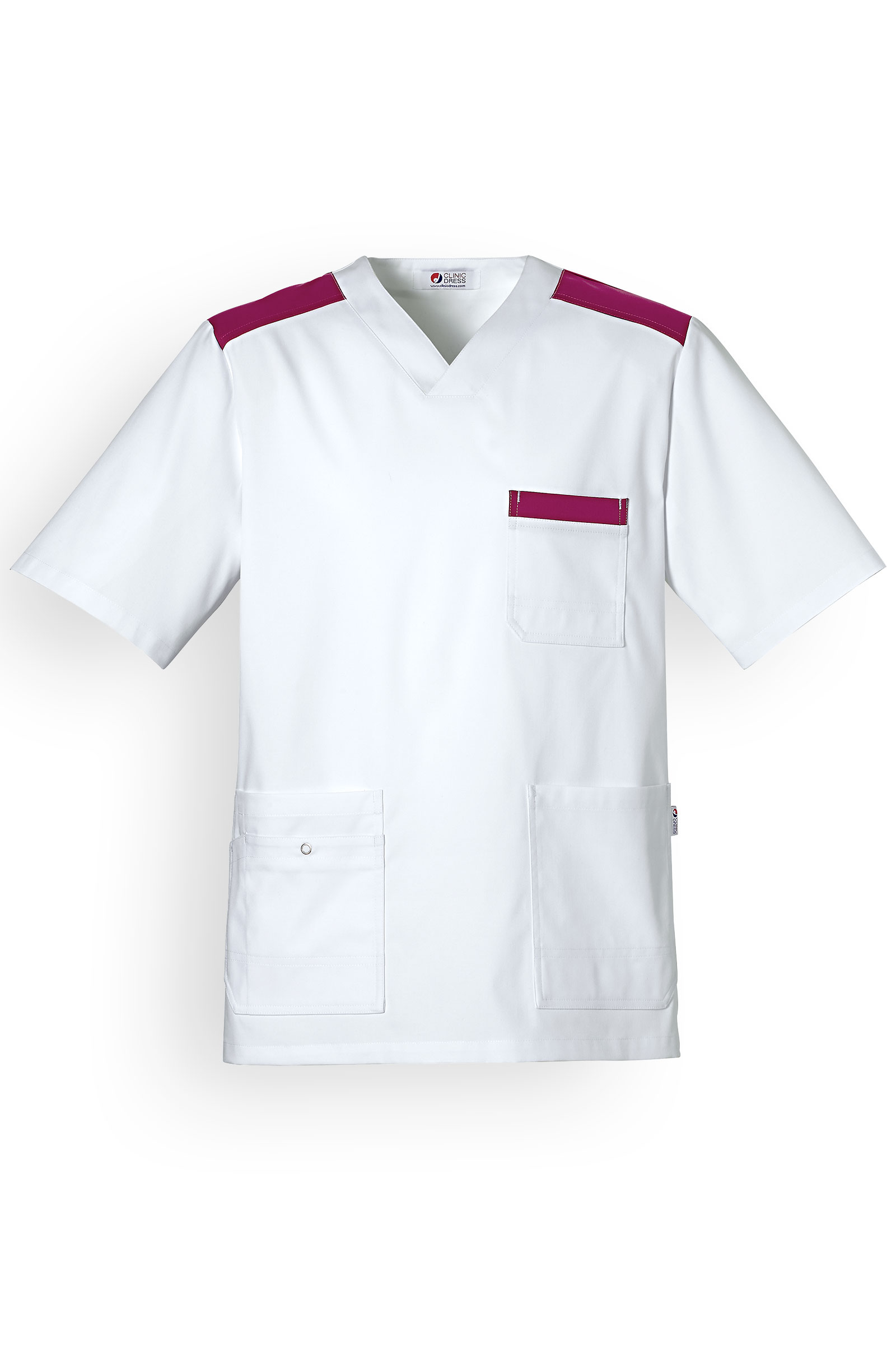 Unisex työtakki, valkoinen-marjanpunainen - Image 12