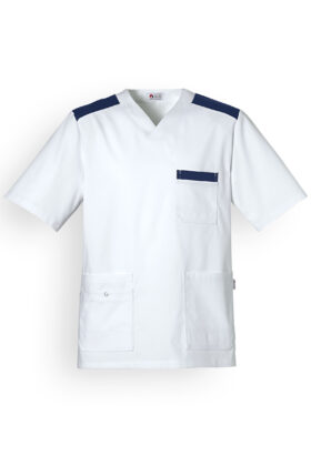 Unisex työtakki, valkoinen-tummansininen