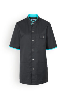 Unisex työtakki, asfaltinharmaa-turkoosi