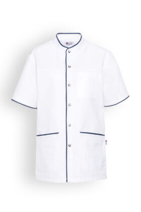 Unisex työtakki, valkoinen-sininen