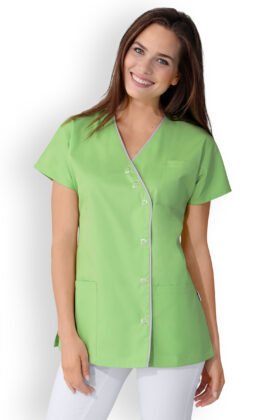 Naisten työtakki, raglanhihat, omenanvihreä-harmaa