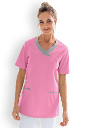 Naisten työtakki, vaaleanpunainen-harmaa