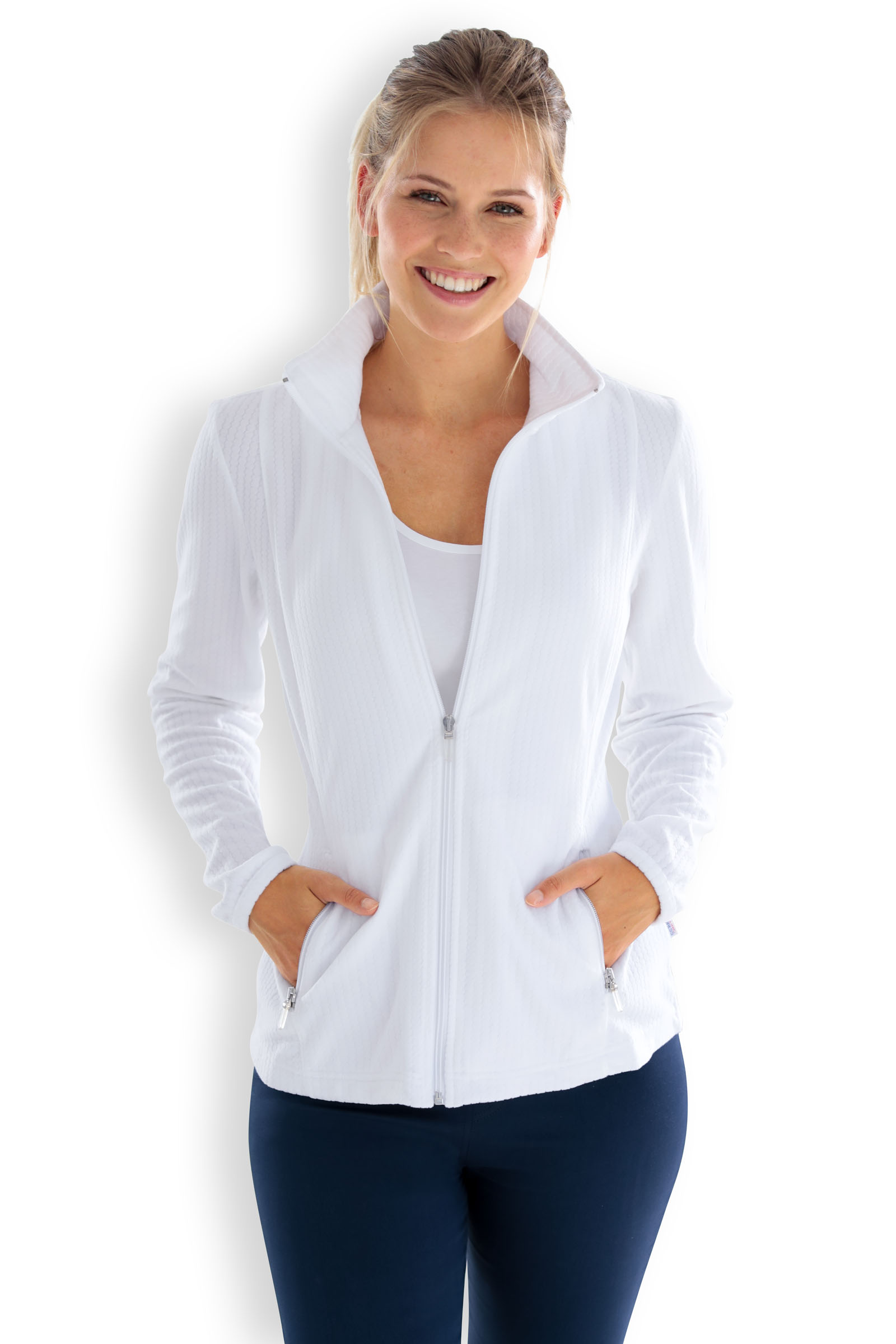 Naisten fleecetakki, valkoinen - Image 2