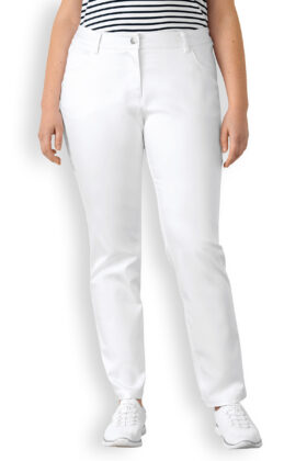 Naisten työhousut, kurvikkaille, valkoiset